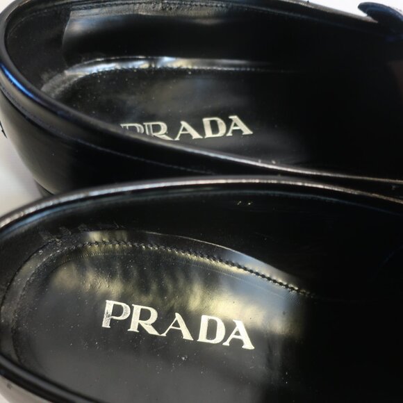 Mens Prada Black Leather Slip On Loafer Dress Shoes 11 - Picture 8 of 16